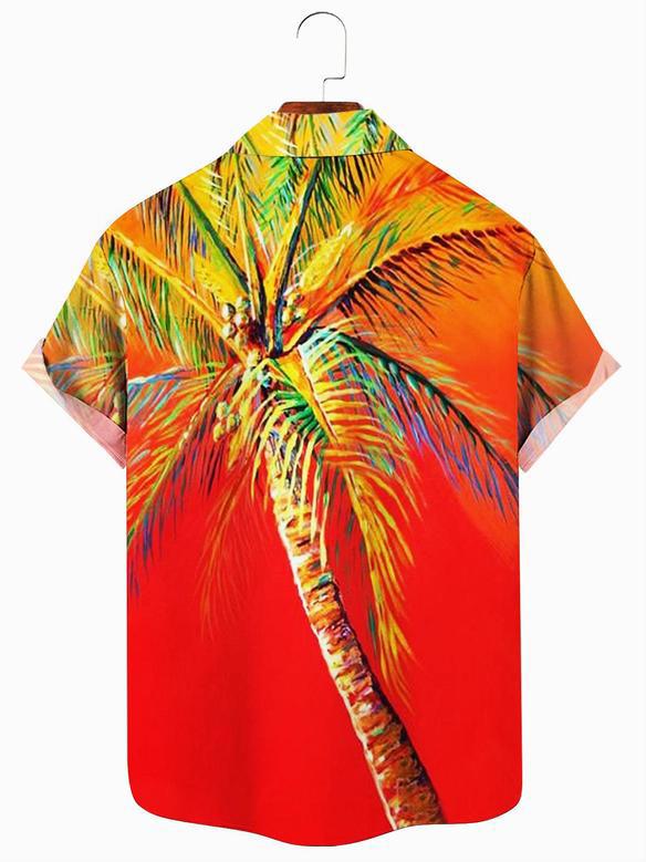 Men's Gradient Coconut Tree Print Hawaiian Shirt, Cool Hawaiian Shirt, Gift For Him