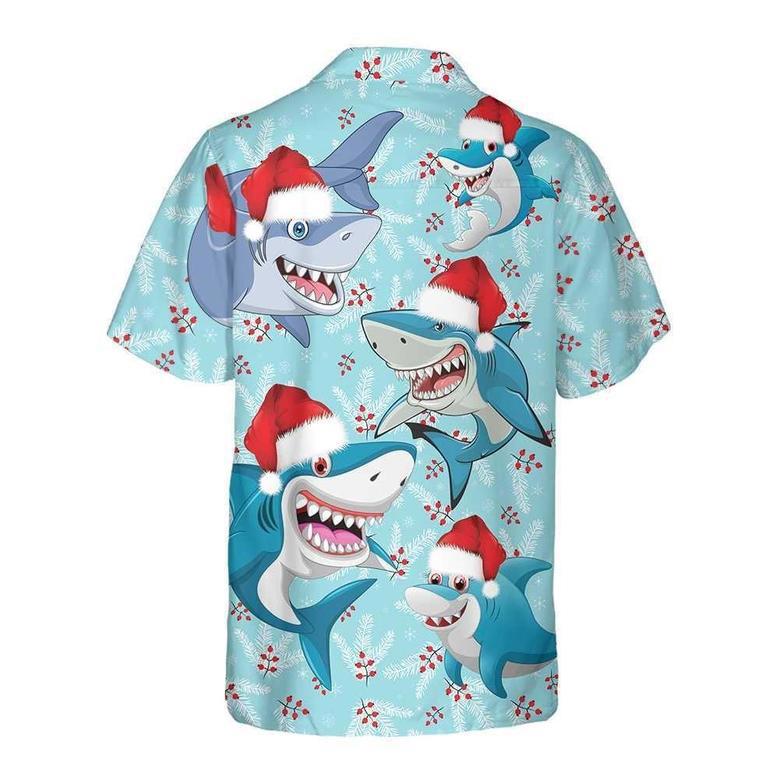 Merry Christmas Shark Santa Hat Christmas Hawaiian Shirt, Xmas Hawaiian Shirts