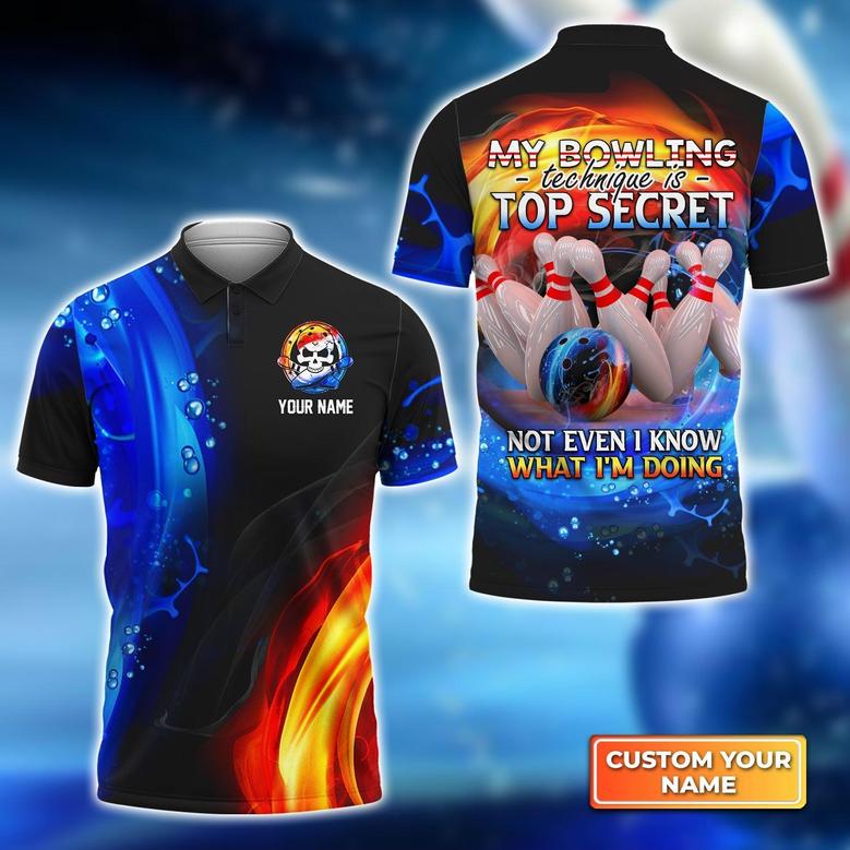 My Bowling Technique Is Top Secret Not Even I Know What I'm Doing Personalized Name Polo Shirt Gift For Bowler