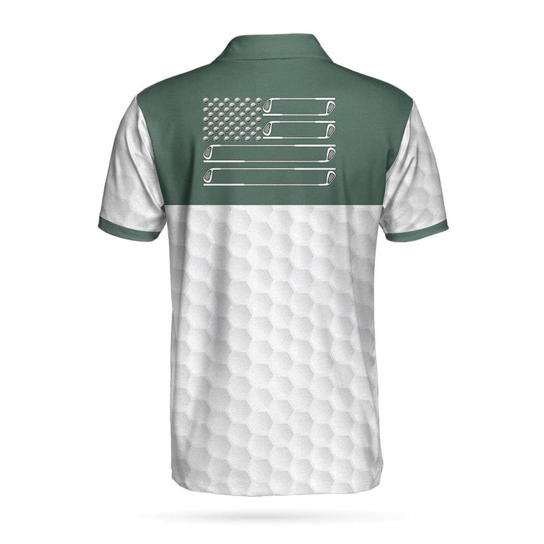 My Green Jacket Is In The Wash Polo Shirt, White Golf Pattern Forest Green American Flag Golf Shirt For Men Coolspod