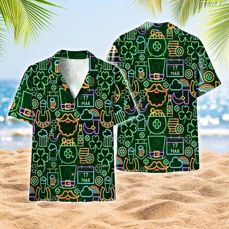 Neon Light St Patricks Day Aloha Hawaiian Shirts, Aloha Hawaiian Shirts, Unisex Gift Shirts