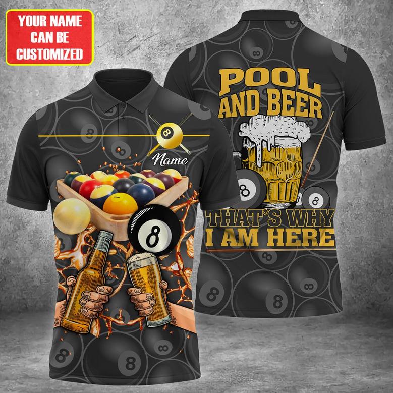 Personalized Billiard Shirt Pool And Beer All Over Print Polo Shirt Gift For Billiard Player Team Uniform