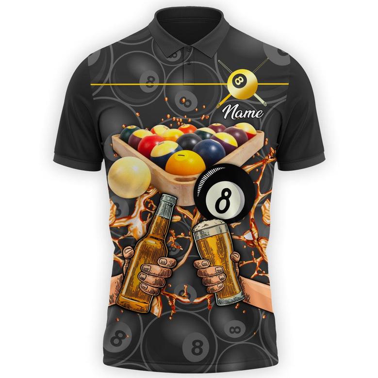 Personalized Billiard Shirt Pool And Beer All Over Print Polo Shirt Gift For Billiard Player Team Uniform