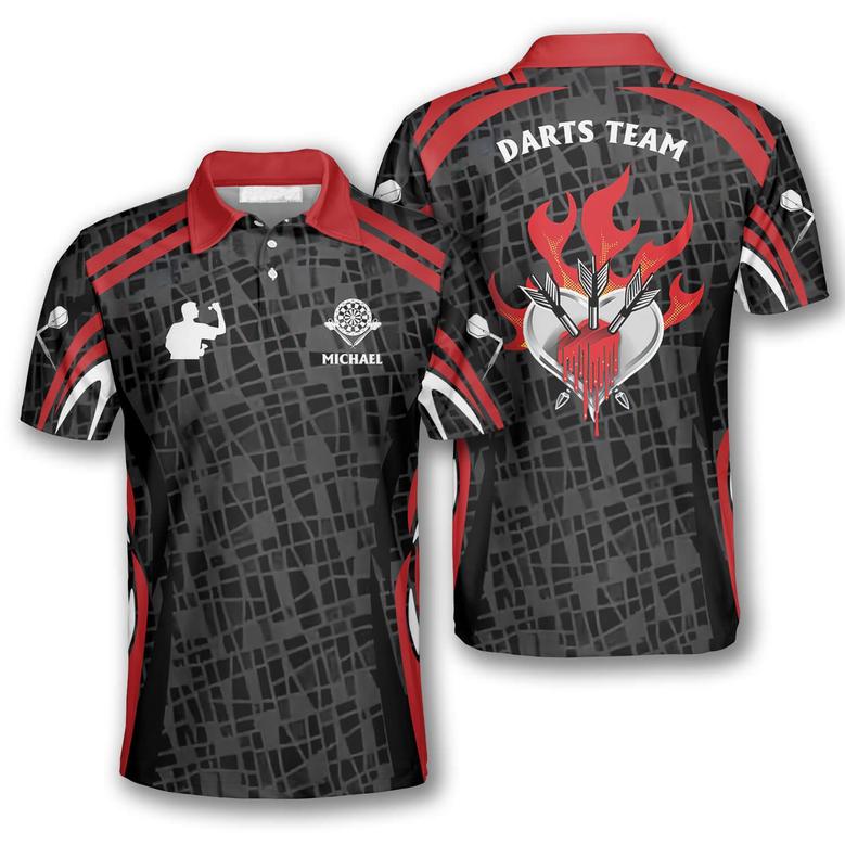 Personalized Darts Lover Custom Darts Shirts For Men, Through Dart Heart Shirt