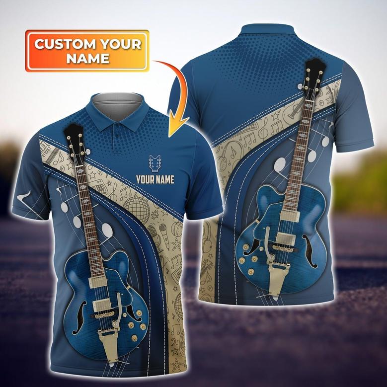 Personalized Electric Guitar Polo Shirt With Custom Name