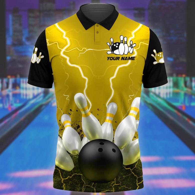 Personalized Name Bowling Player All Over Printed Polo Shirt, Team Bowling Lover Custom Bowling Gift Coolspod