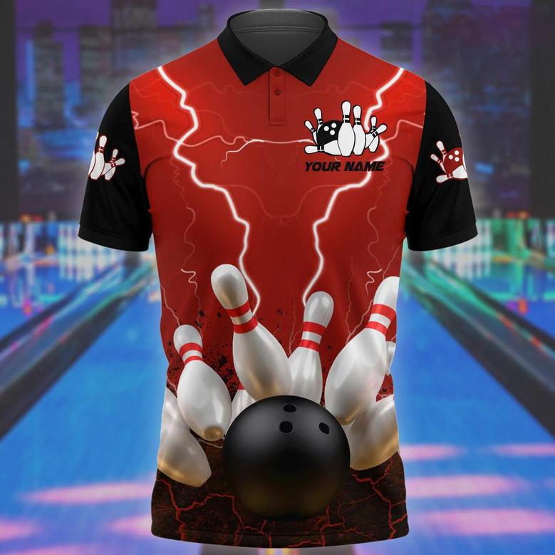 Personalized Name Bowling Player All Over Printed Polo Shirt, Team Bowling Lover Custom Bowling Gift Coolspod
