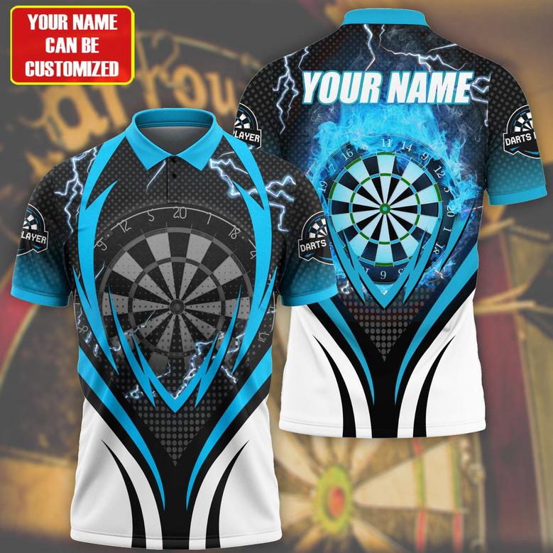 Personalized Name Polo Shirt For Darts Teams, Dart And Thunder Multi Color For Dart Player
