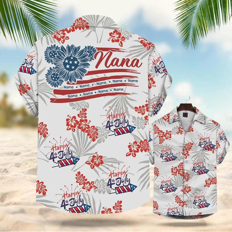 Personalized Nana Of July Summer Hibiscus Hawaiian Shirt For Grandma Nana Gigi Mom Hawaiian Shirt