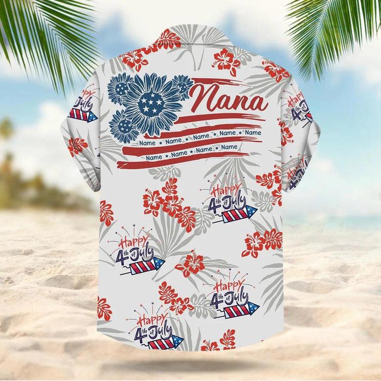 Personalized Nana Of July Summer Hibiscus Hawaiian Shirt For Grandma Nana Gigi Mom Hawaiian Shirt