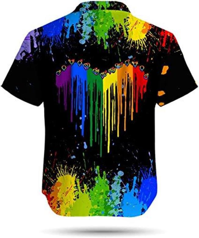 Personalized Rainbow Paint Color Lgbt Men Aloha Hawaiian Gay Lesbian Bisexual Transgender Shirt For Lgbtq In Pride Month