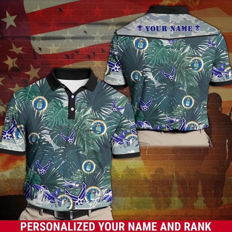 Personalized Us Air Force Polo Shirt With Your Name And Rank, Us Air Force Shirt