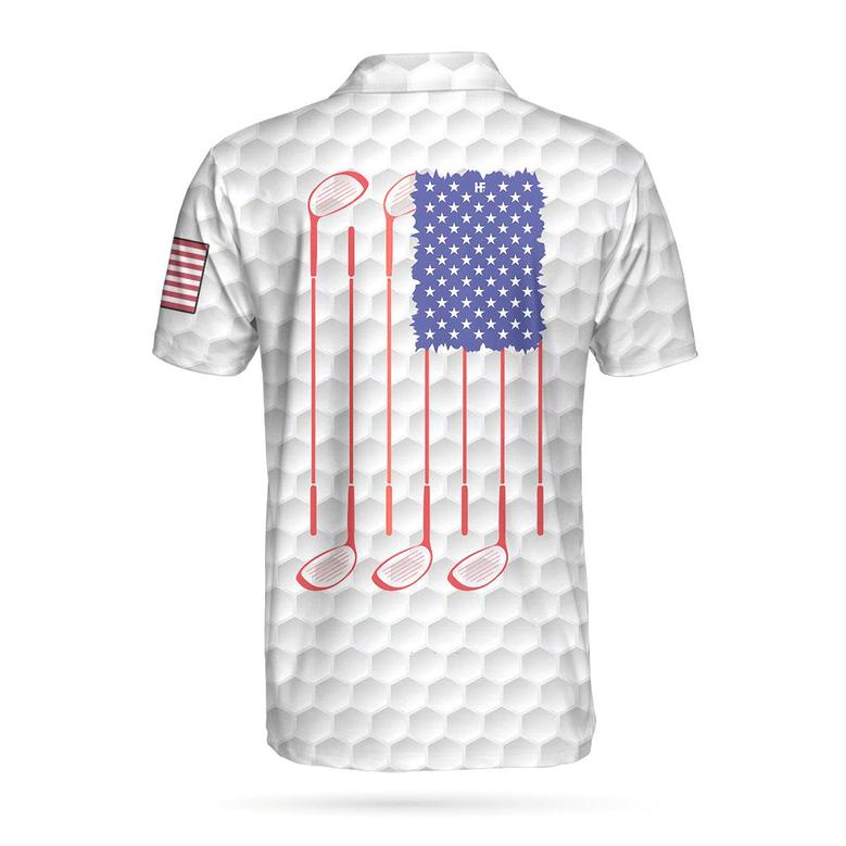 Personalized White American Flag Golf Shirt For Men, Of July Polo Shirt For Golfer Coolspod