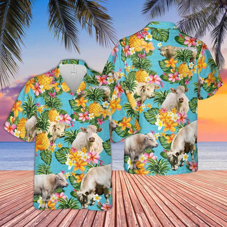 Pineapple Hawaiian Theme For Charolais Cattle Lovers All Printed Hawaiian Shirt