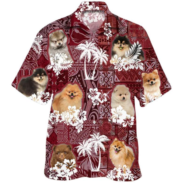 Pomeranian Hawaiian Shirt, Dog Hawaii Aloha Beach Shirt Short Sleeve