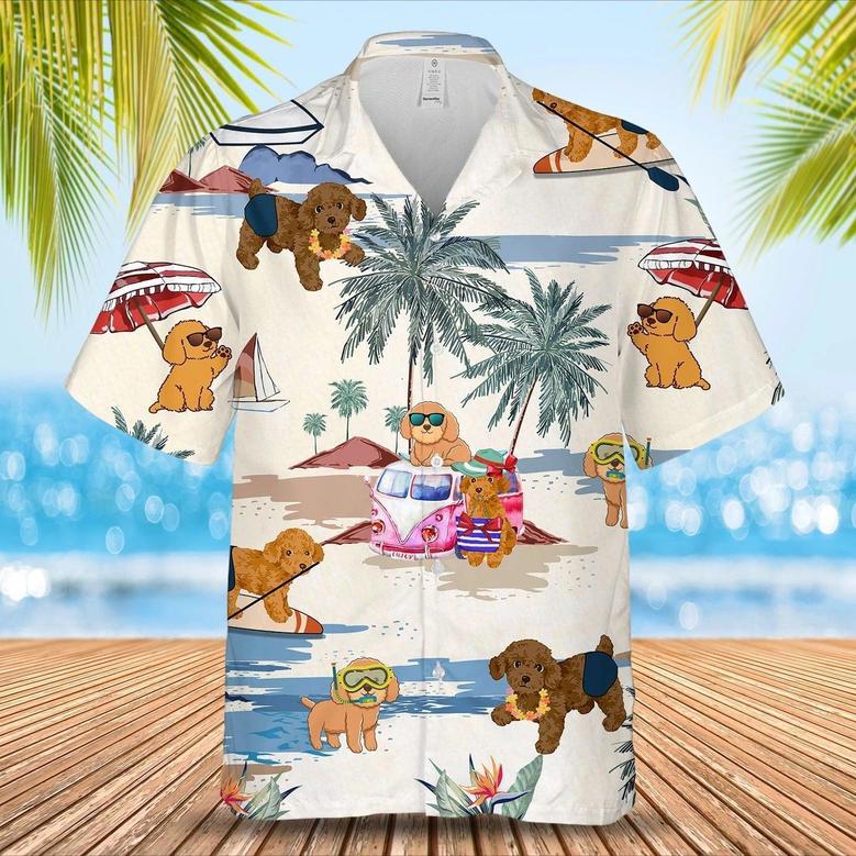 Poodle Toy Summer Beach Hawaiian Shirt, Short Sleeve Dog Full Print Aloha Beach Shirt For Dog Lovers