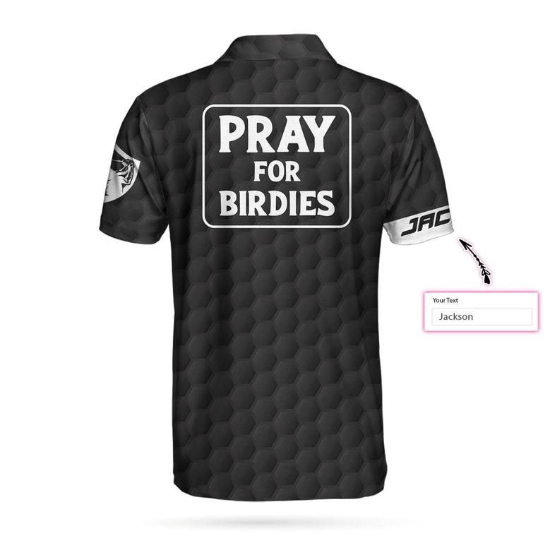 Pray For Birdie Golf Custom Polo Shirt, Personalized Black American Flag Golf Shirt For Men Coolspod
