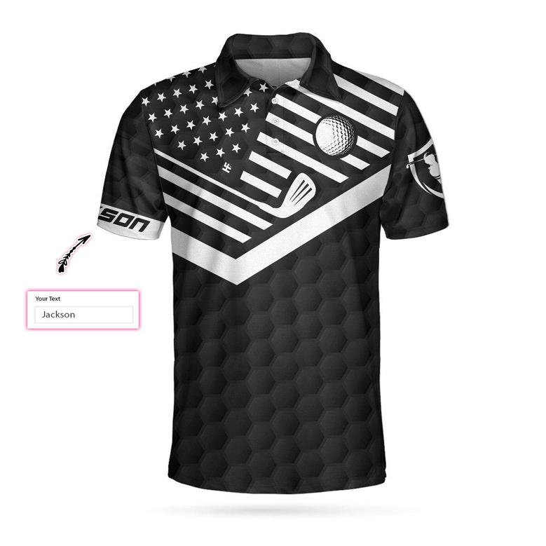 Pray For Birdie Golf Custom Polo Shirt, Personalized Black American Flag Golf Shirt For Men Coolspod