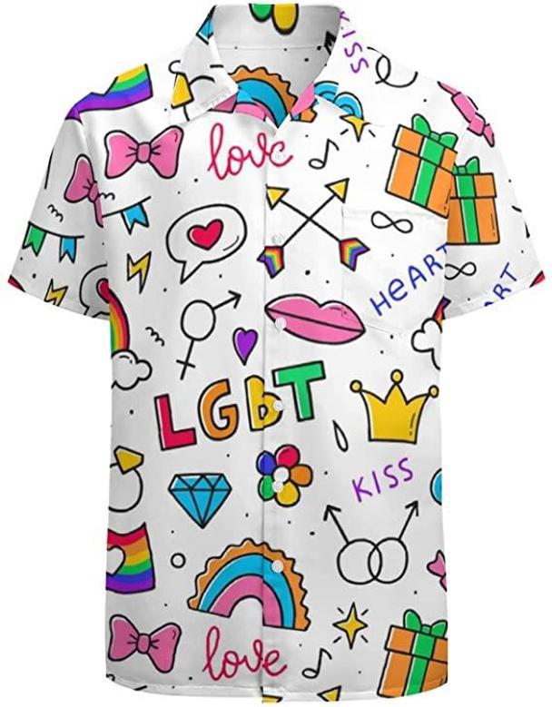 Pride Rainbow Lips Hawaiian T Shirt, Trans Pride Hawaii Shirt For Pride Month, Transgender Pride Shirts