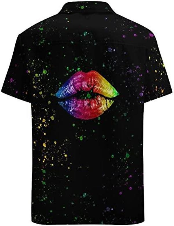 Pride Rainbow Lips Hawaiian T Shirt, Gaymer Hawaiian Shirt, Lesbian Hawaii T Shirt