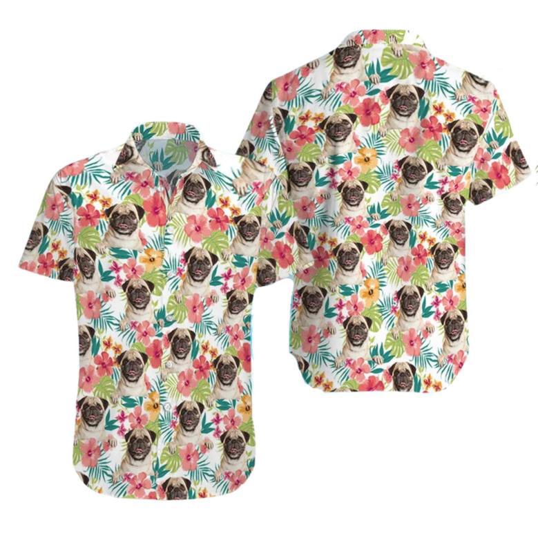 Pug Dog Hawaiian Shirt For Men, Women, Pug Dog Aloha Shirt Summer Casual Button Down Shirts, Hawaii Beach Shirt