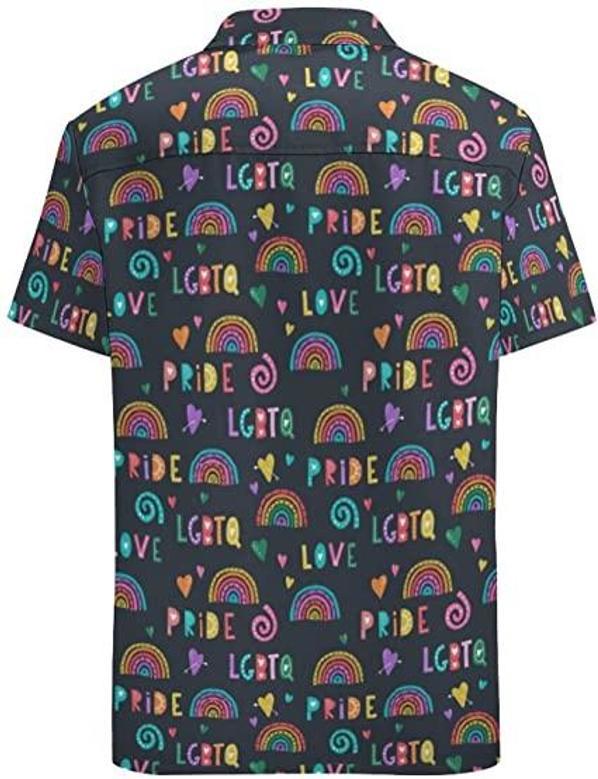 Rainbow Lgbt Print Summer Hawaiian Shirts Beach Shirts Gift, Lesbian Love Gifts, Love Is Love Rainbow Hawaii Shirt