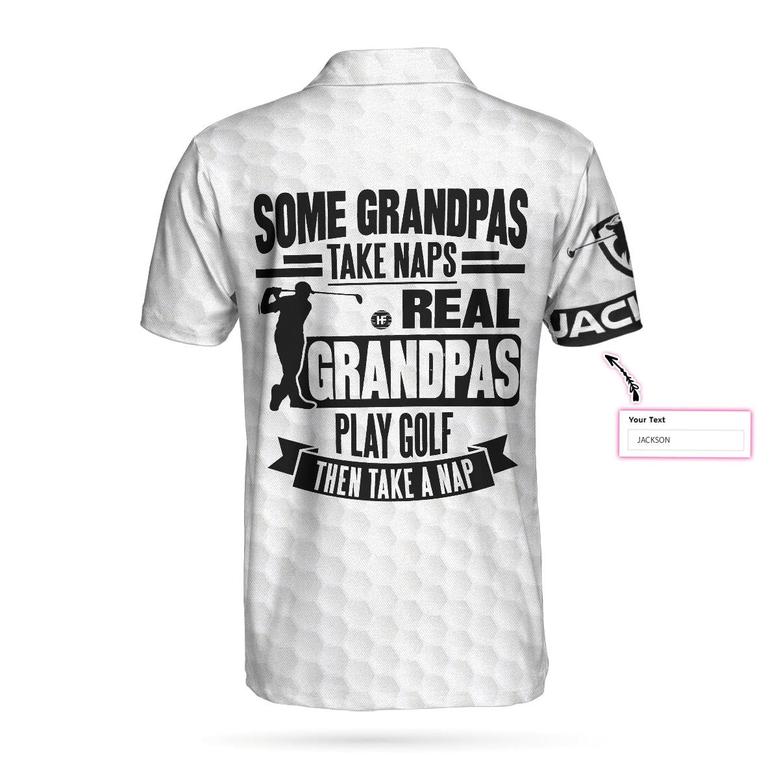Real Grandpas Play Golf Custom Polo Shirt, Personalized Golf Shirt For Men, Funny Skull Golf Polo Shirt Coolspod