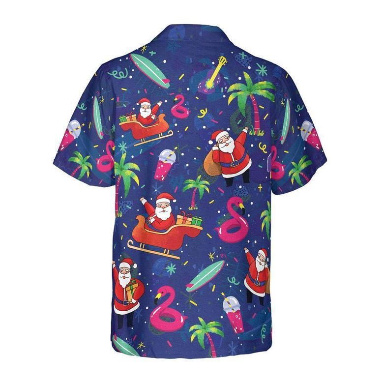 Santa Flamingo Tropical Pattern Hawaiian Shirt, Xmas Hawaiian Shirts