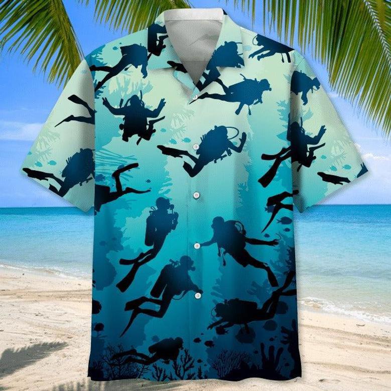 Scuba Diving Blue Nature Hawaiian Shirt, Aloha Beach Shirts Printed, Cool Aloha Hawaiian Shirts