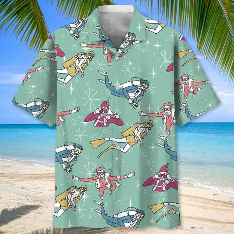 Scuba Diving Usa Blue Tropical Hawaiian Shirts, Aloha Diving Beach Shirt, Beautiful Hawaiian Shirt For Summer