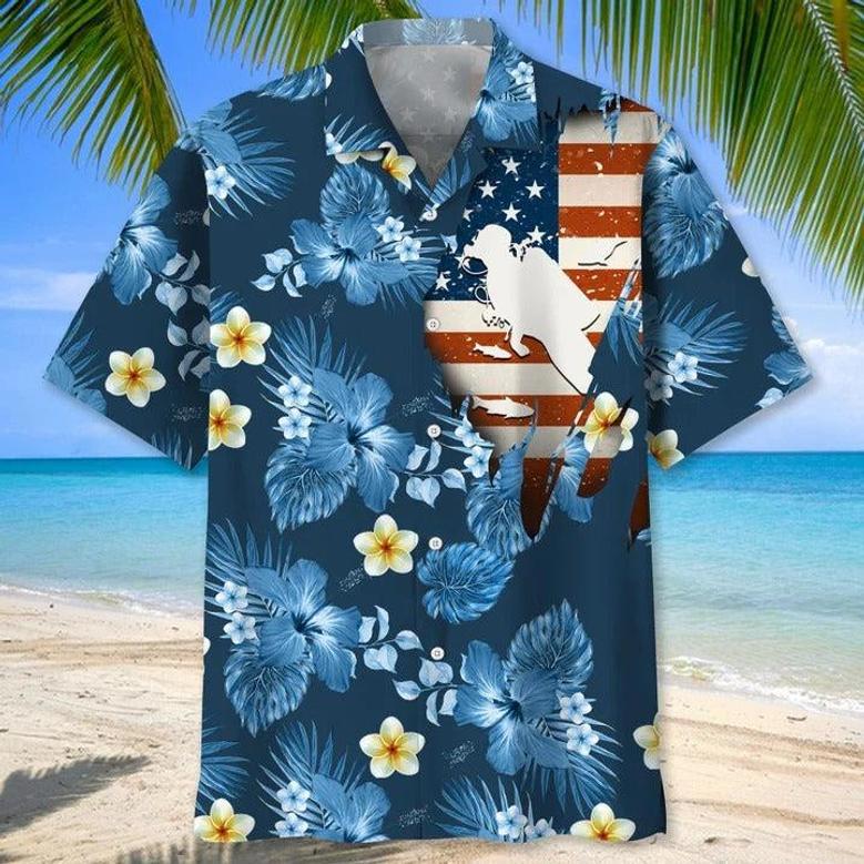 Scuba Diving Usa Blue Tropical Hawaiian Shirts, Aloha Diving Beach Shirt, Beautiful Hawaiian Shirt For Summer