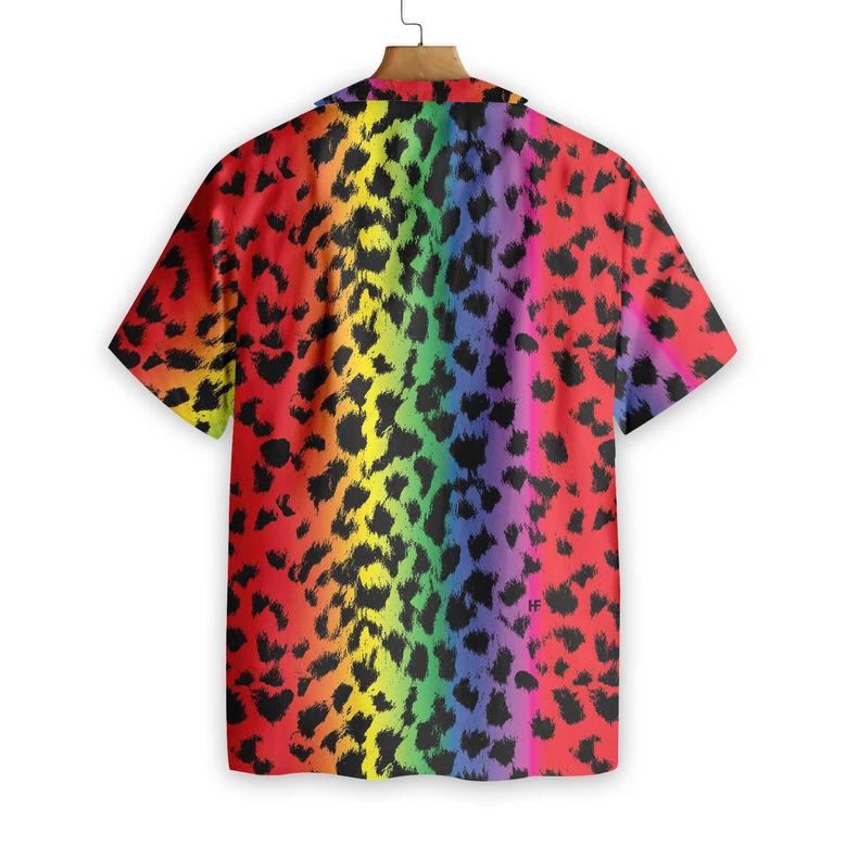 Shirt For Gay, Cool Leopard Skin With Rainbow Color Lgbt Hawaiian Shirt