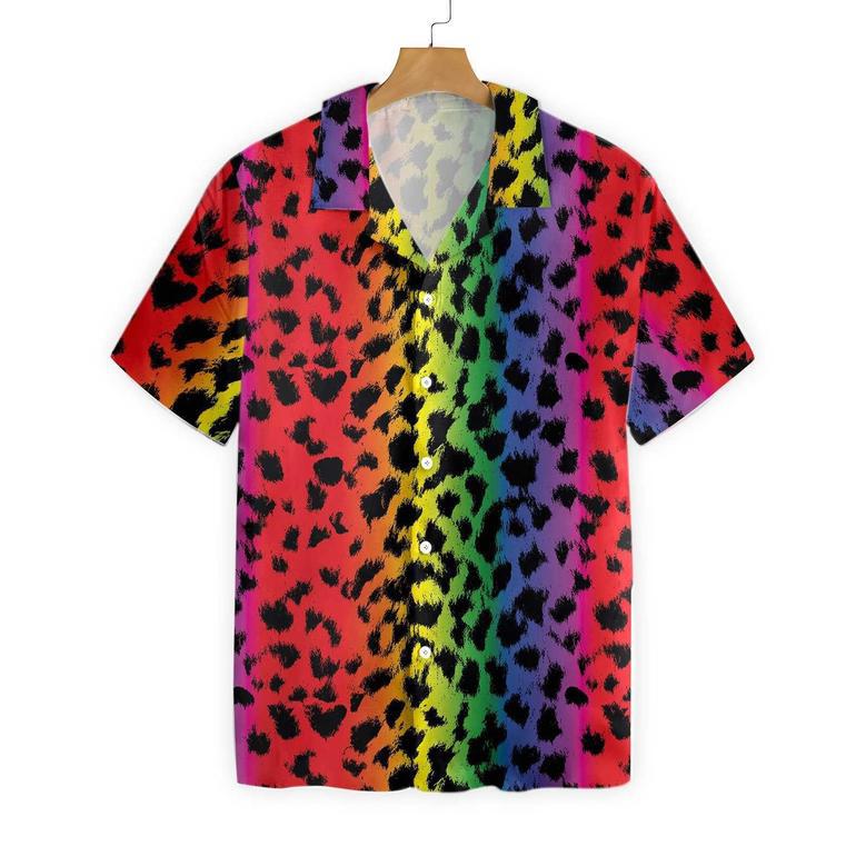 Shirt For Gay, Cool Leopard Skin With Rainbow Color Lgbt Hawaiian Shirt