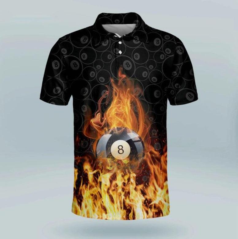 Skull 8 Ball Pool Billiard Polo Shirt For Men, Billiard Team Shirt, Gift For Billiard Player