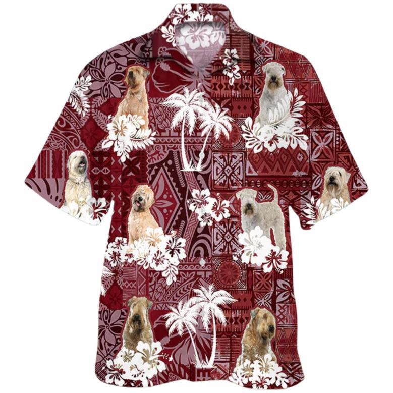 Soft Coated Wheaten Terrier Hawaiian Shirt, Dog Hawaii Shirt Red Tribal Pattern