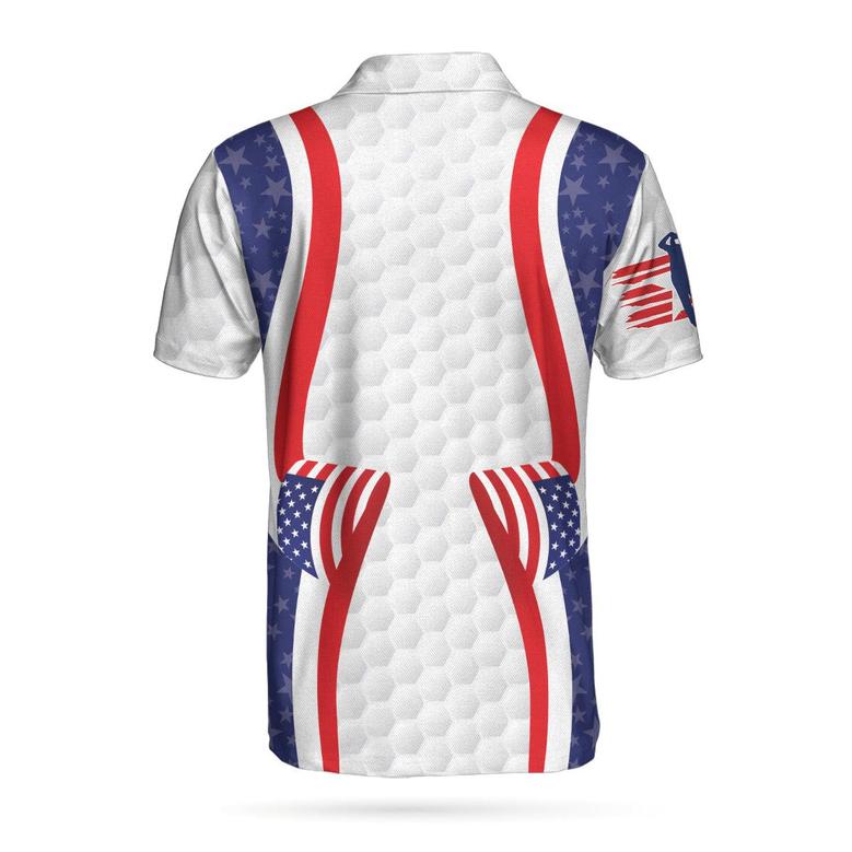 Symmetric Curve American Flag Golf Pattern Polo Shirt, Usa Golf Polo Shirt, Patriotic Golf Shirt For Men Coolspod