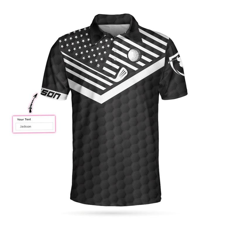 That's What I Do Golfing And Drinking Custom Polo Shirt, Personalized Black American Flag Golf Shirt For Men Coolspod