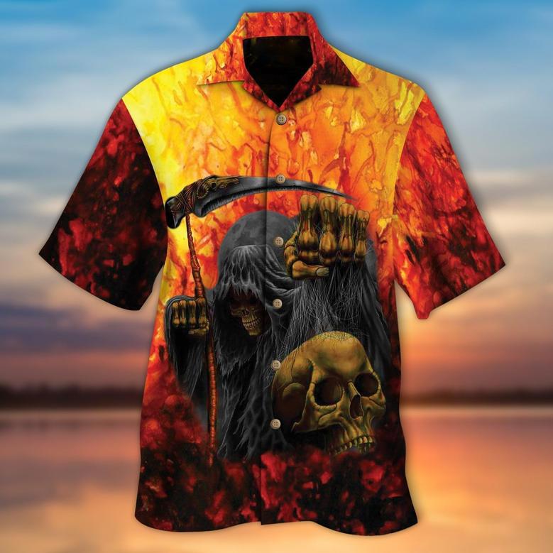 The Reaper Skull Hell All Over Printed Unisex Hawaiian Shirt