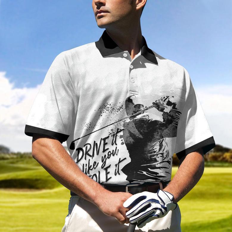To My Golfer Dad, Drive It Like You Stole It Golf Polo Shirt, Men Polo Golf Shirt Coolspod