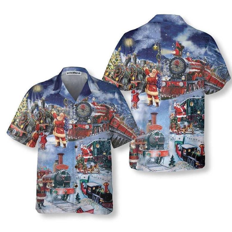 Train To Christmas Hawaiian Shirt, Xmas Hawaiian Shirts