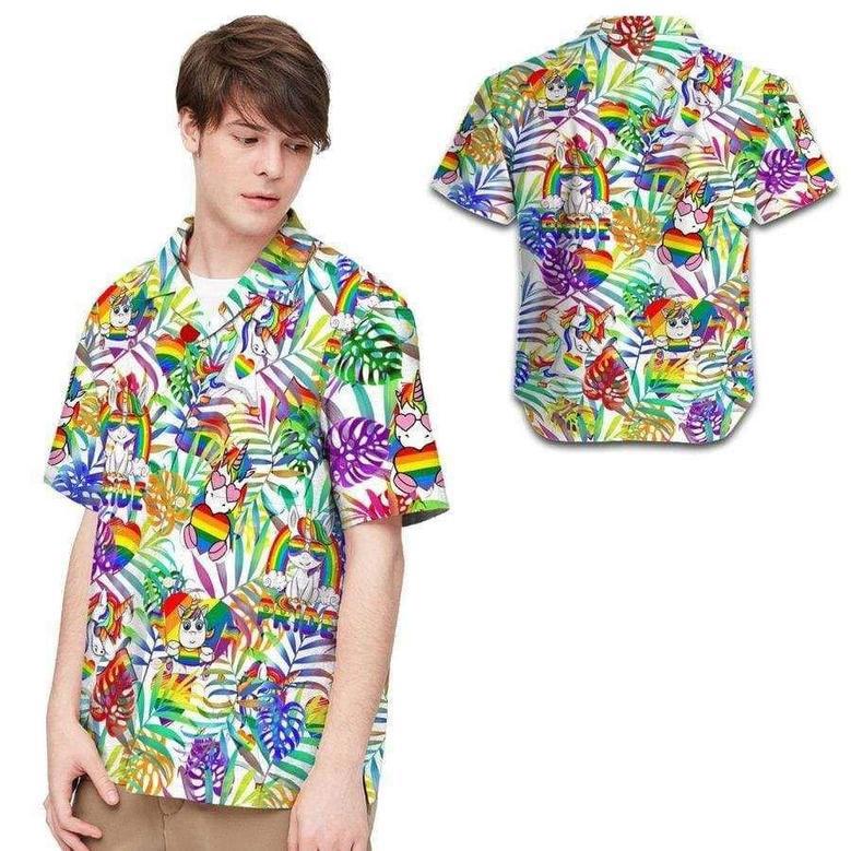 Trans T Shirt, Nice Rainbow Unicorn Tropical Design Hawaiian Shirt