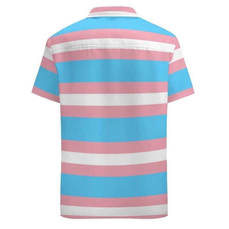 Transgender Pride Flag Lgbt Rainbow Hawaiian Vintage Shirt Mens Button Down Plus Size Tropical Hawaii Beach Shirts