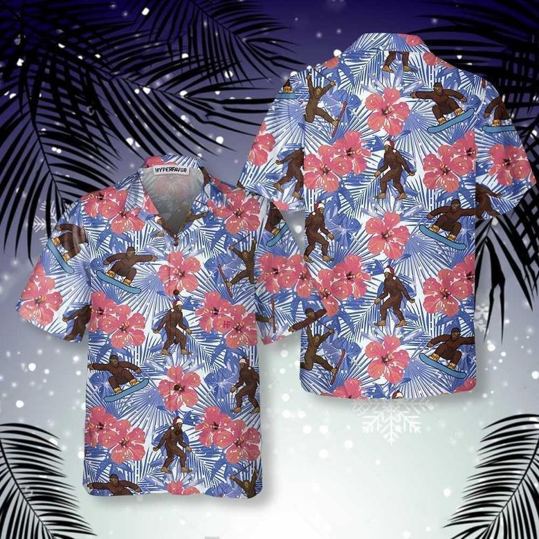 Tropical Christmas Bigfoot Hawaiian Shirt, Xmas Hawaiian Shirts