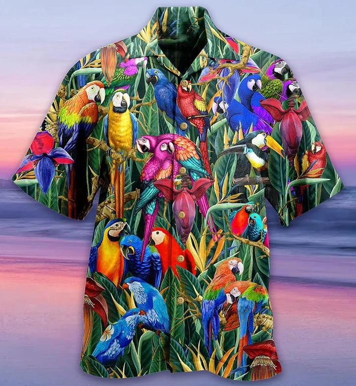 Tropical Parrots In Summer Hawaiian Aloha Shirts