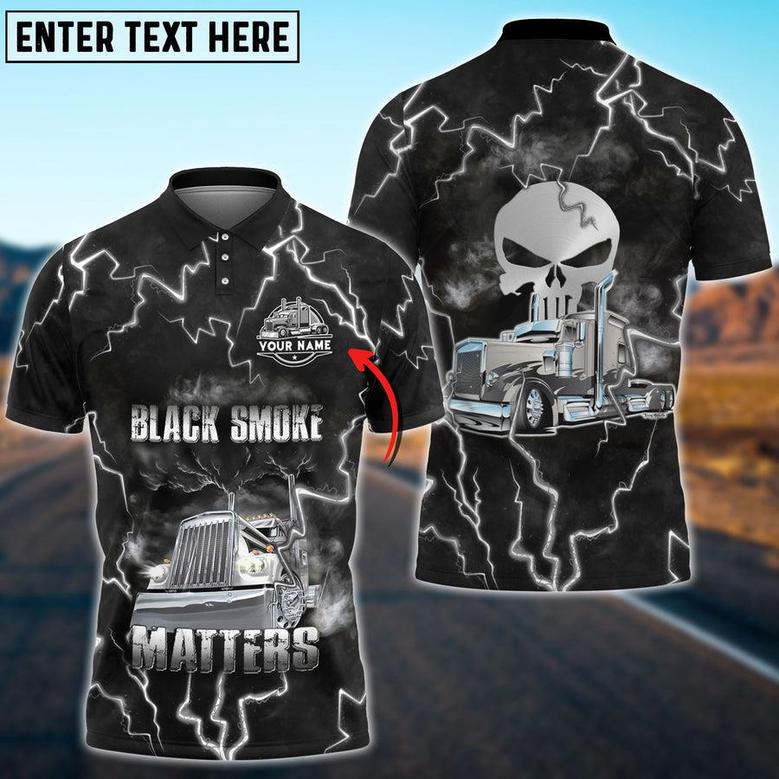 Truck Black Smoke Matters Personalized Name Polo Shirt For Truck Driver