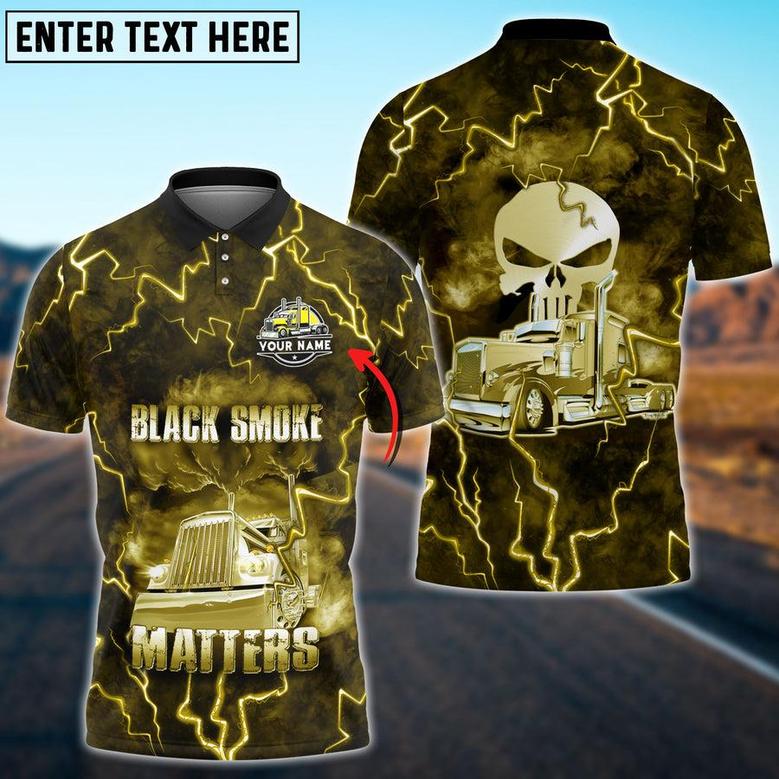 Truck Black Smoke Matters Personalized Name Polo Shirt For Truck Driver