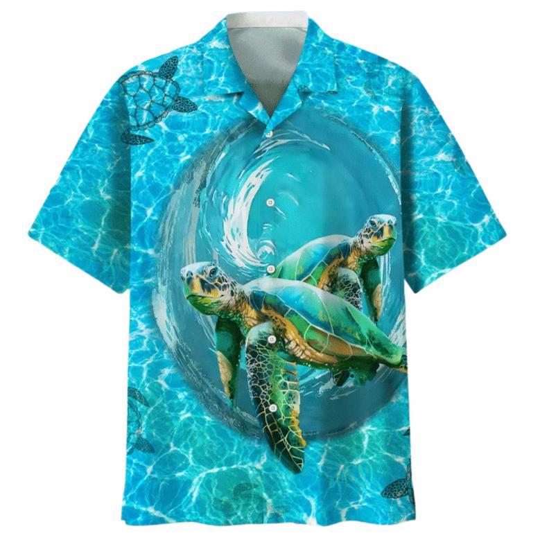 Turtle Beach Hawaiian Shirt, Summer Aloha Beach Shirt, Sea Turtle Hawaiian Shirt Gifts For Him