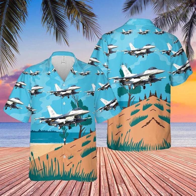 Us Air Force Hawaiian Shirt, Usaf Indiana Intelligence Wing Block 30 Fighting Falcon Hawaiian Shirt