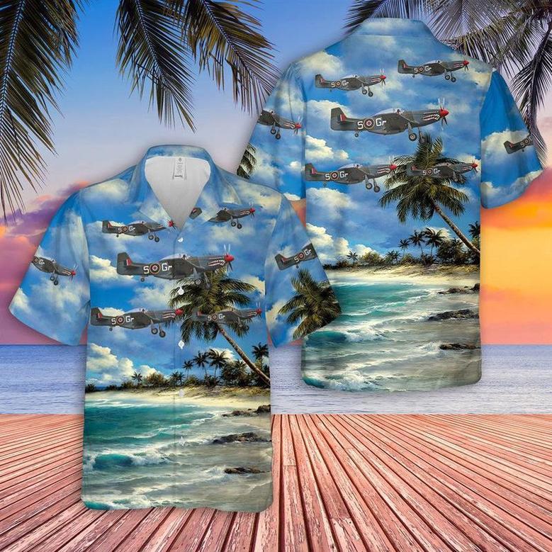 Us Air Force Hawaiian Shirt, Us Air Force North American Mustang D G-Shwn The Shark Hawaiian Shirt