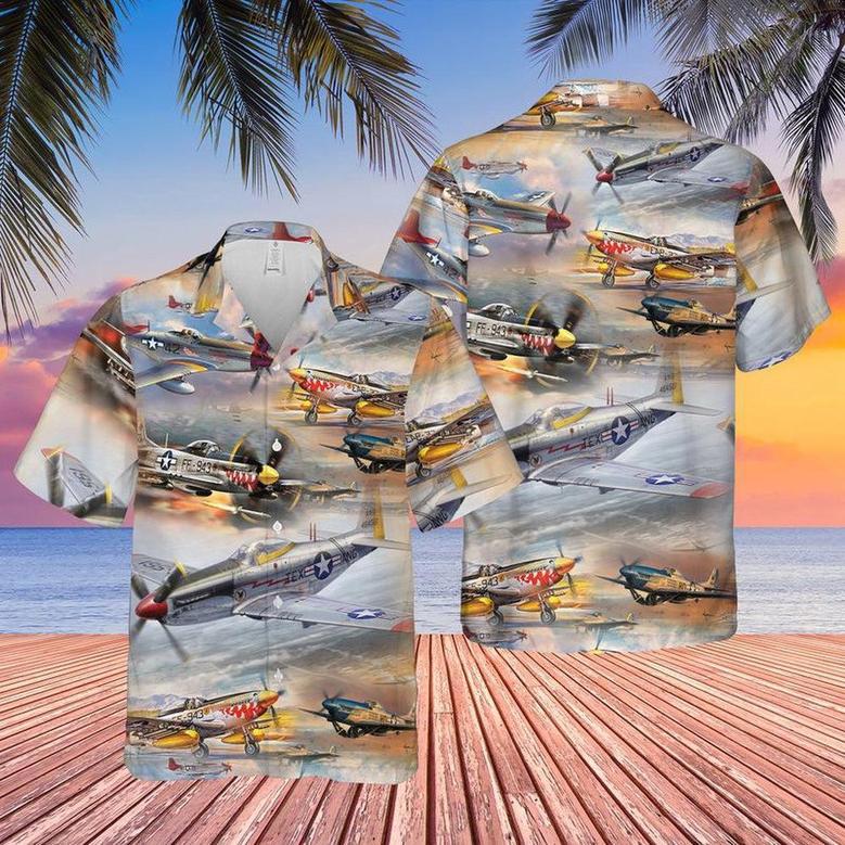 Us Air Force Hawaiian Shirt, Us Air Force North American Mustang Hawaiian Shirt